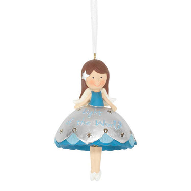 Set of 3 Blue and Silver Light of the World Angel Dangling Christmas Ornaments 4